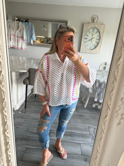 Sue crochet top with collar