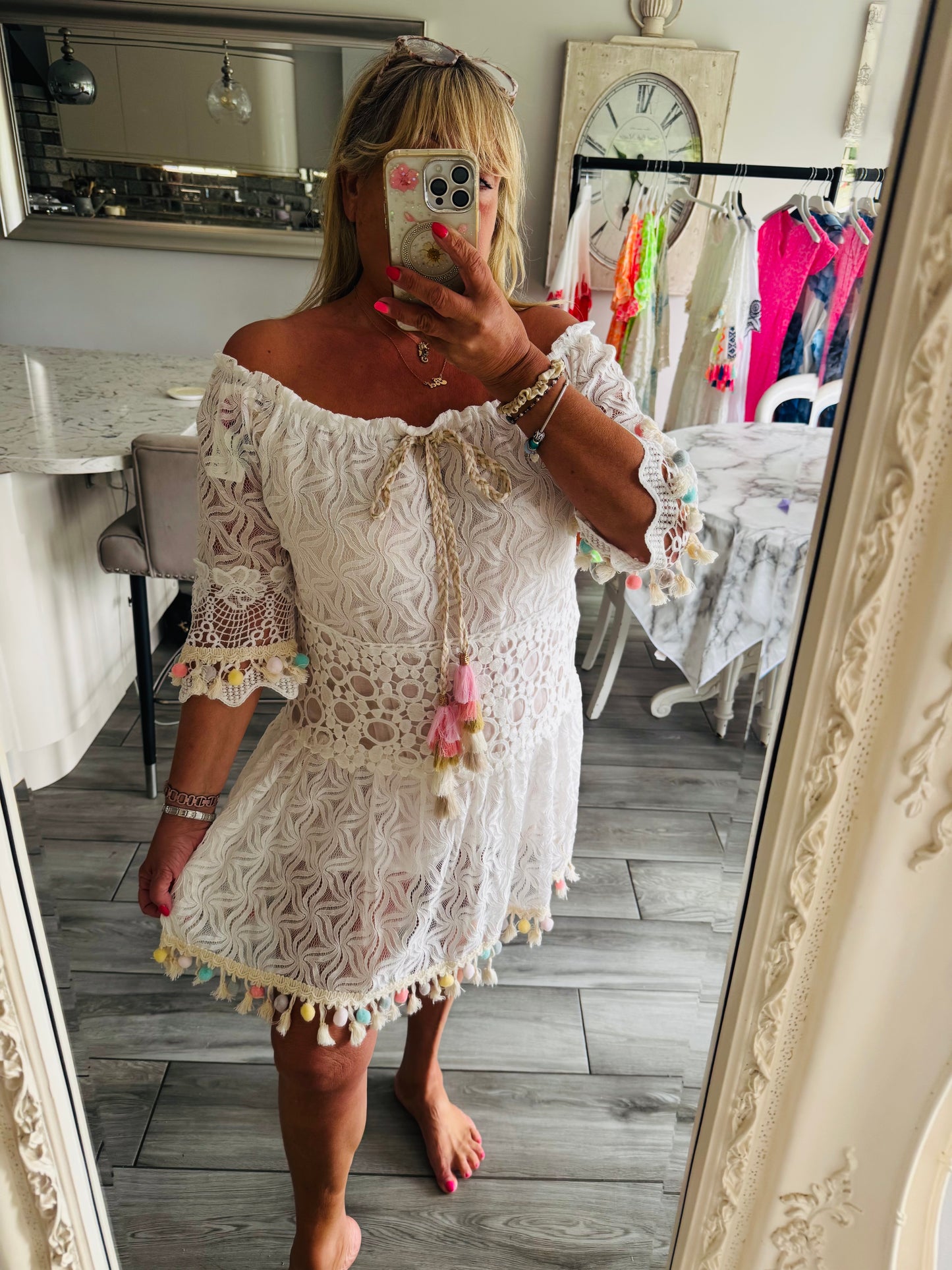 Shakti lace Pom Pom dress