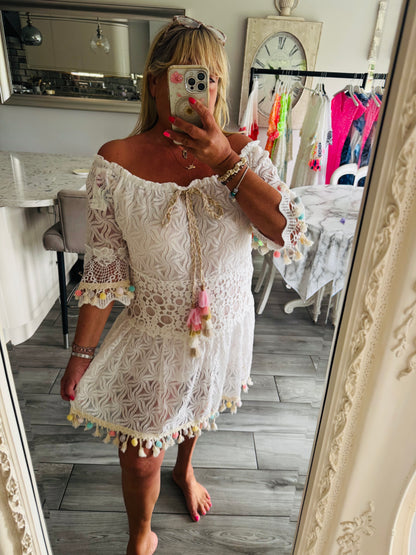 Shakti lace Pom Pom dress