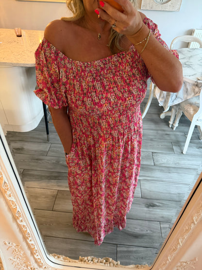 Ditsy milkmaid style dress