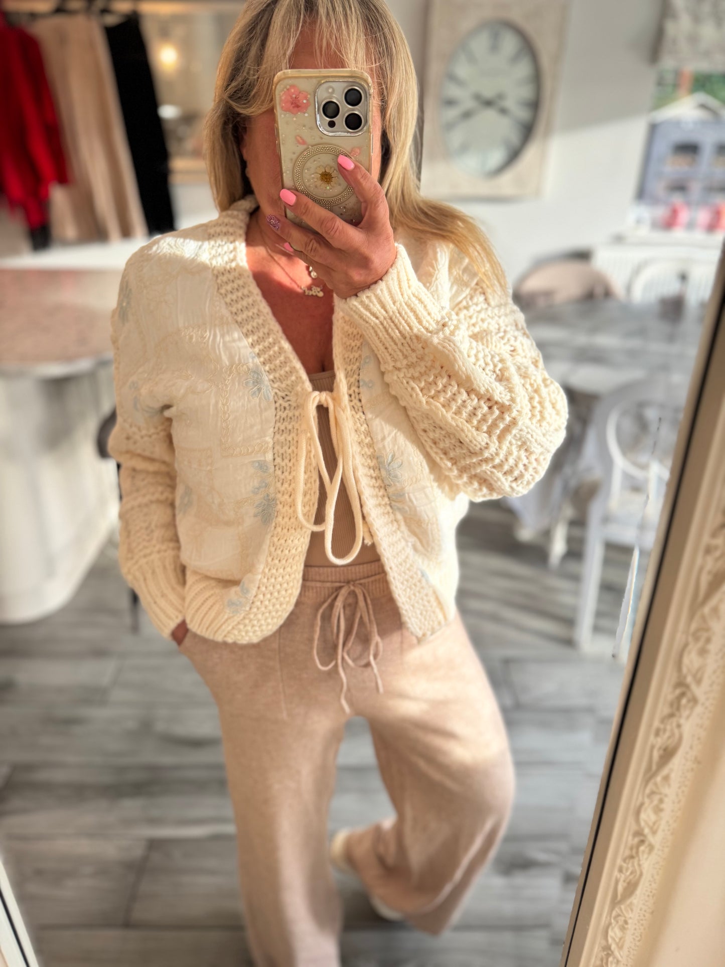 Mulan thick knit pretty cardigan cream