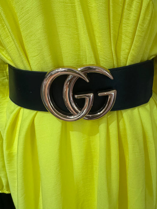 Giordana G Elasticated gold buckle belt
