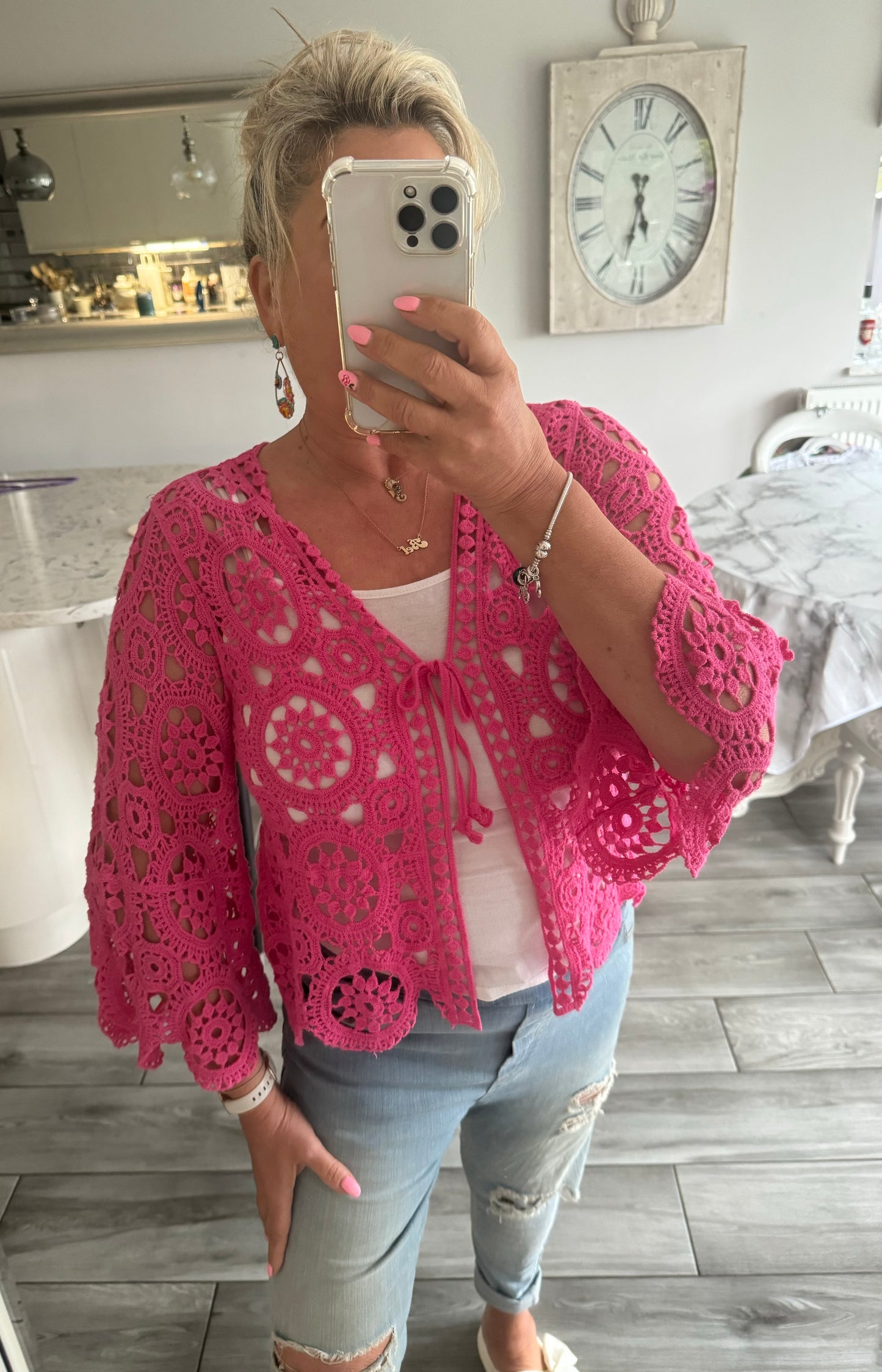 Georgia Crochet Short Open Cardi