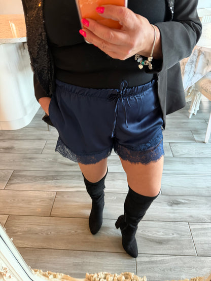 Faye satin lace shorts