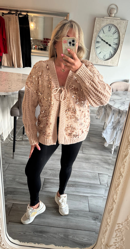 Bella Thick Knit Sequin cardigan