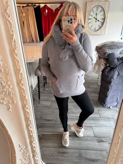 Stella Jumper Removable Fur Collar