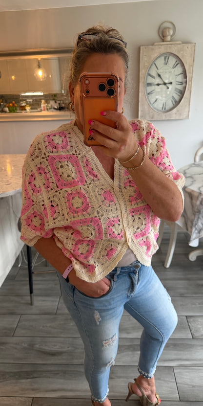 Antigua crochet cardigan top 100% cotton