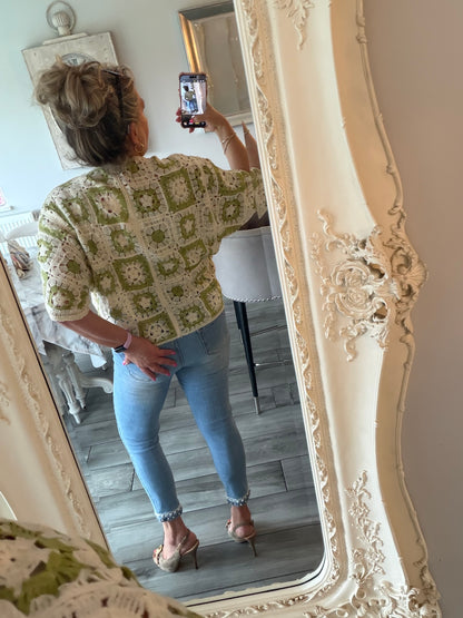 Antigua crochet cardigan top 100% cotton