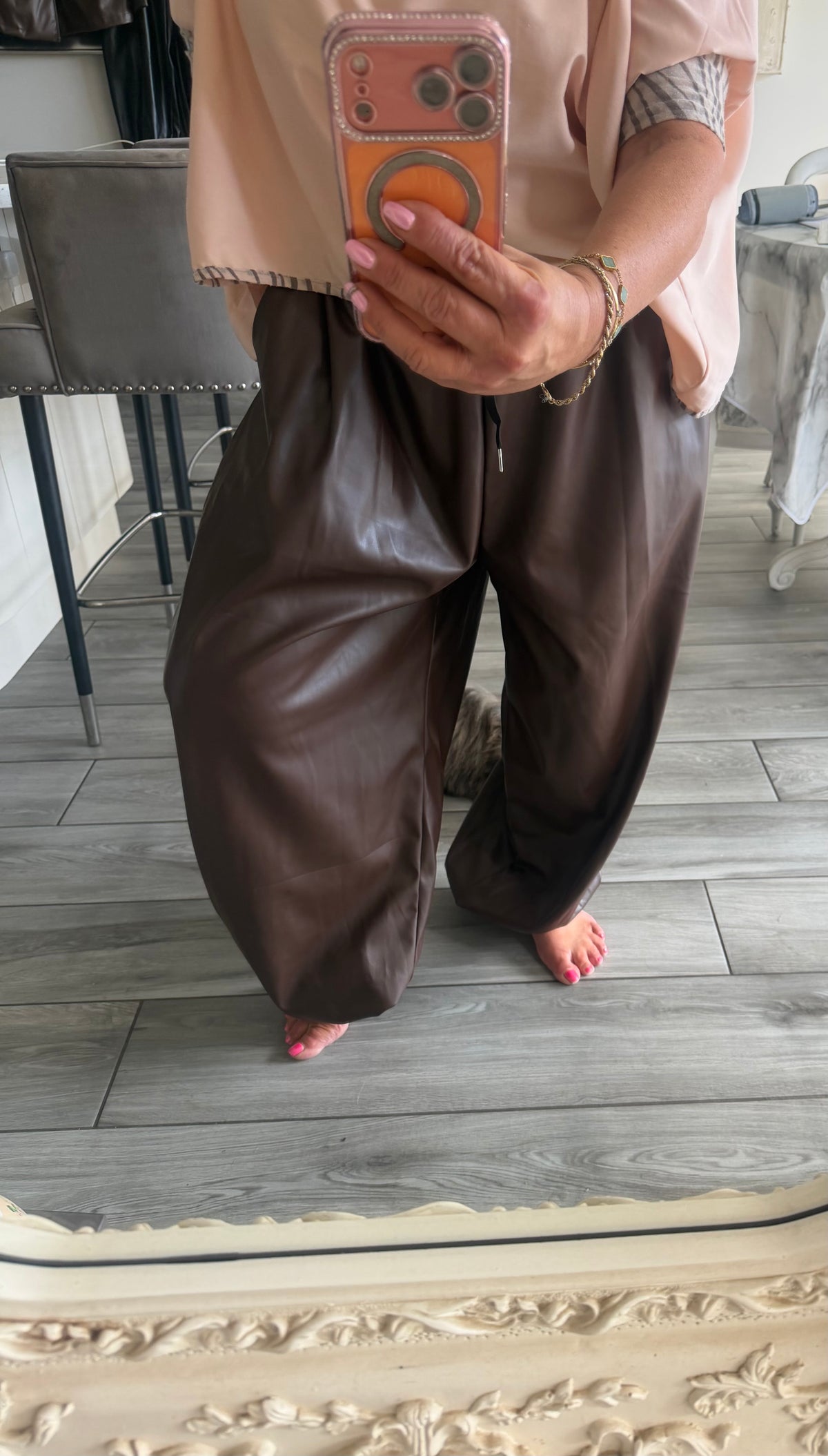 Harley oversize faux leather joggers