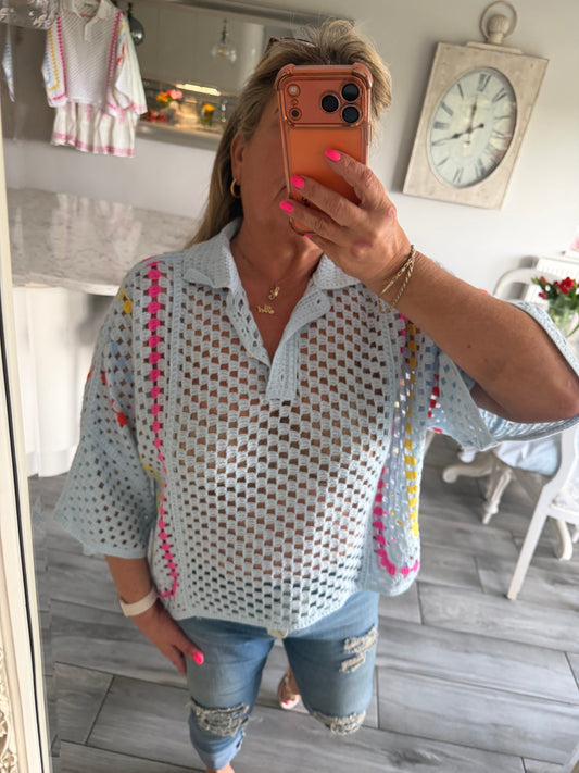 Sue crochet top with collar