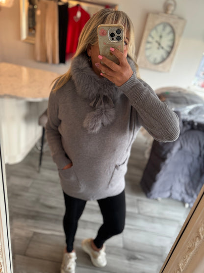 Stella Jumper Removable Fur Collar