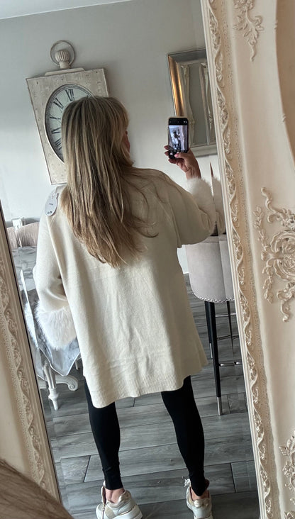 Molly cardigan with faux fur cuffs
