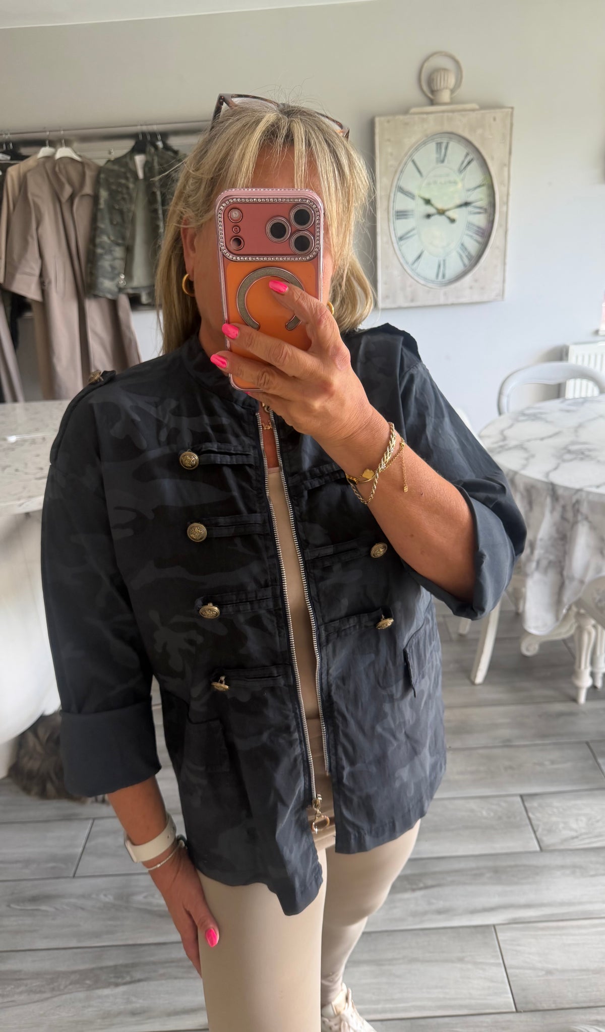 Maggie camo military style zip close lightweight jacket