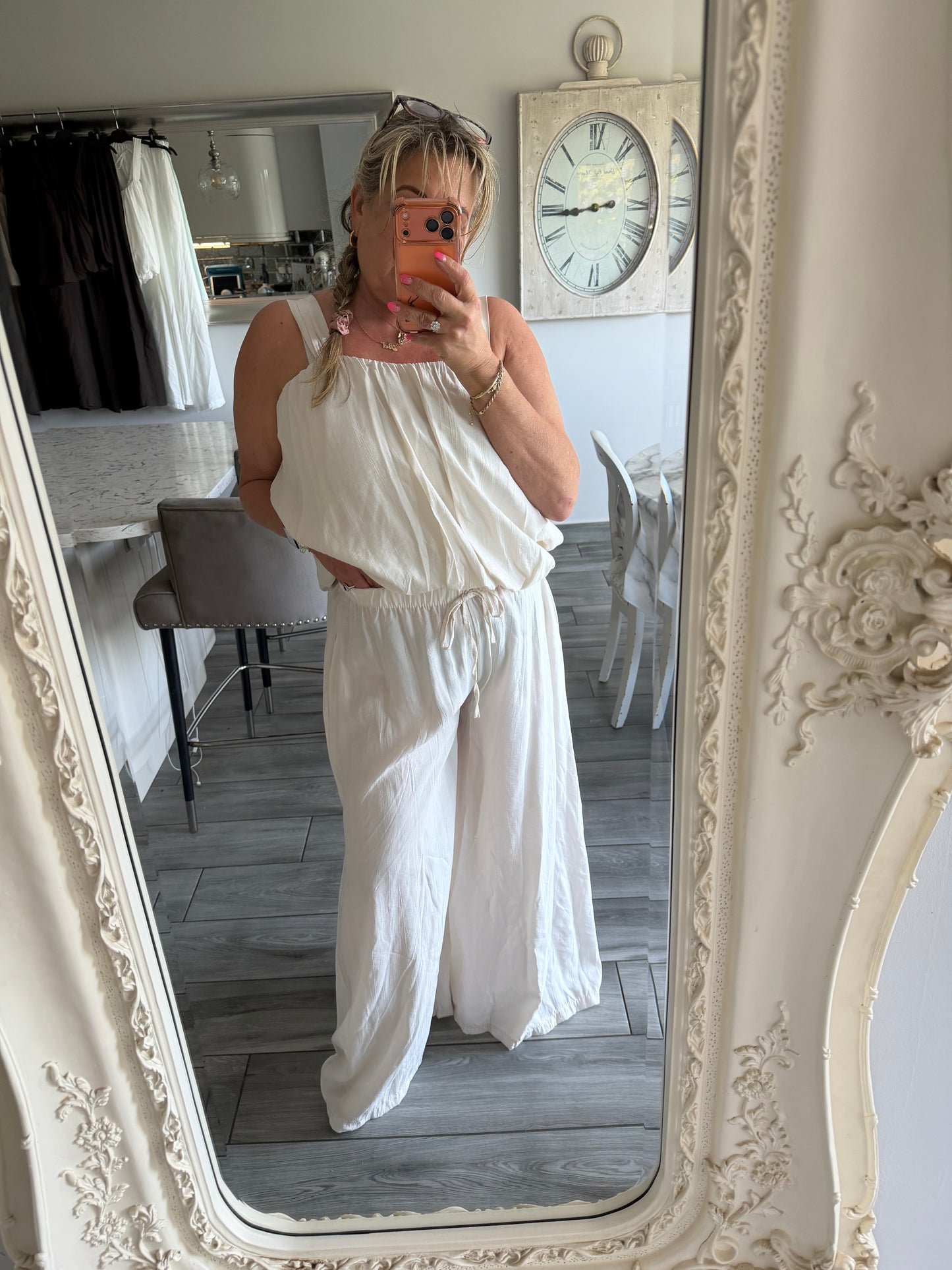 Sydney wide leg 2 piece set bubble vest top