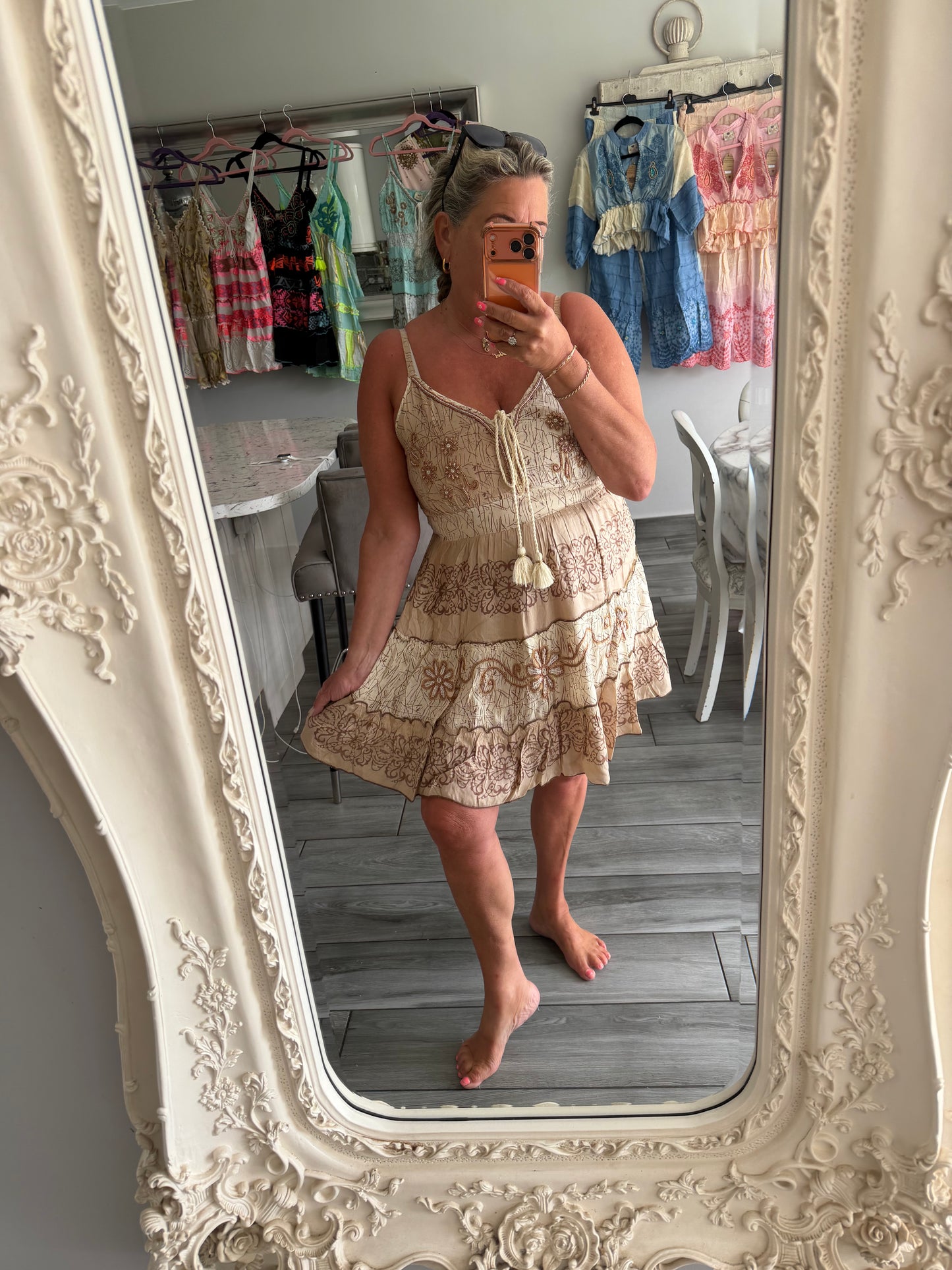 Violets strappy dress with pretty embellished details