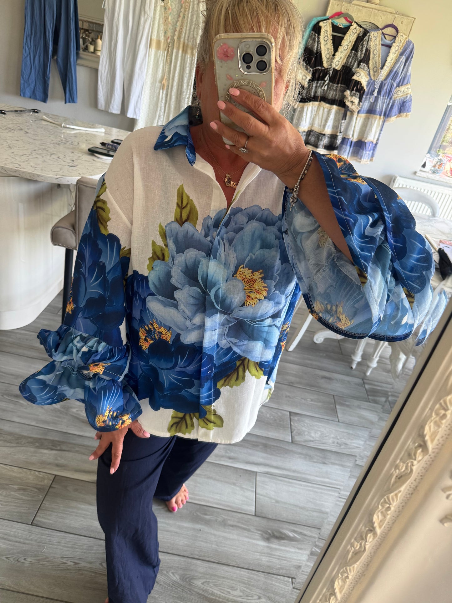 Kirsty frill sleeve oversize shirt
