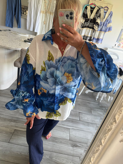 Kirsty frill sleeve oversize shirt