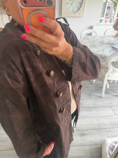 Maggie camo military style open jacket