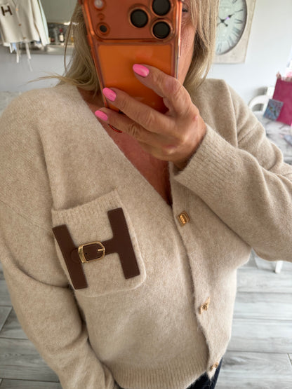 Tina H buckle detail cardigan with popper closure