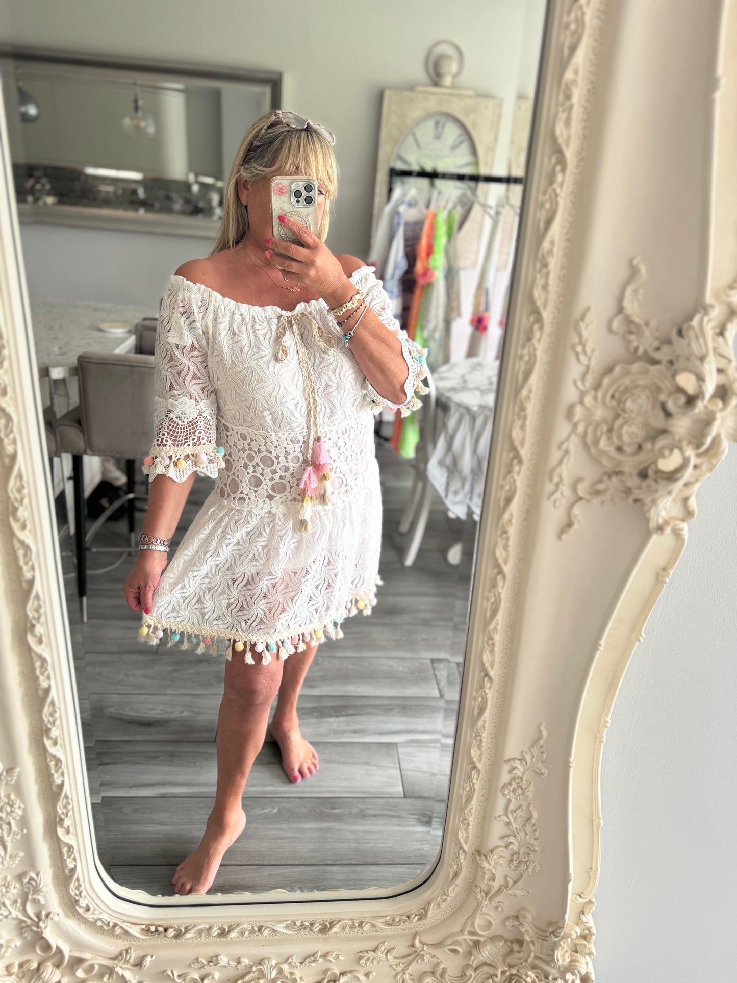 Shakti lace Pom Pom dress