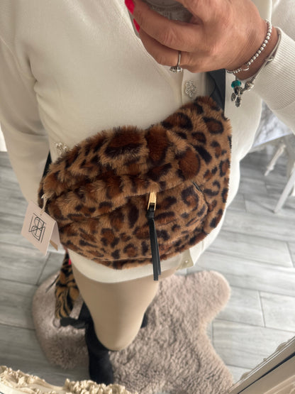 Chrissy Bum Bag Faux fur vegan leather trim