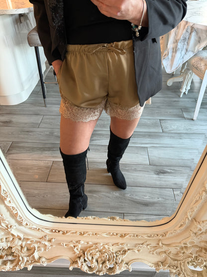 Faye satin lace shorts