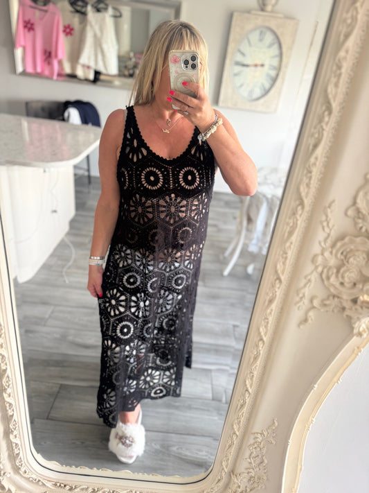 Amanda maxi crochet vest dress