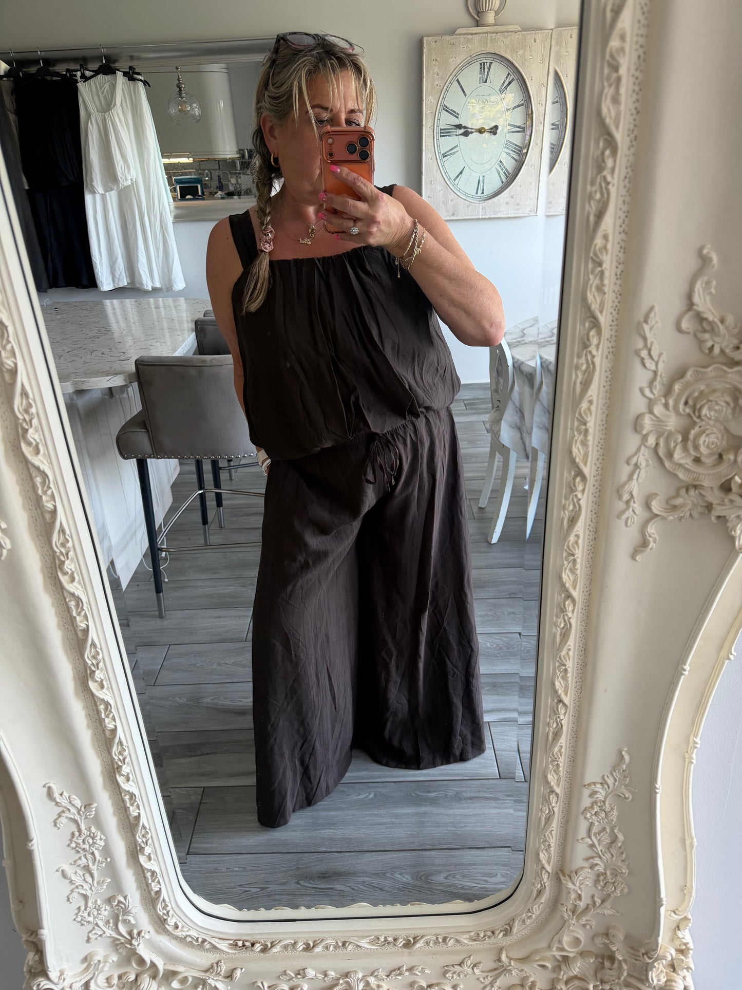 Sydney wide leg 2 piece set bubble vest top