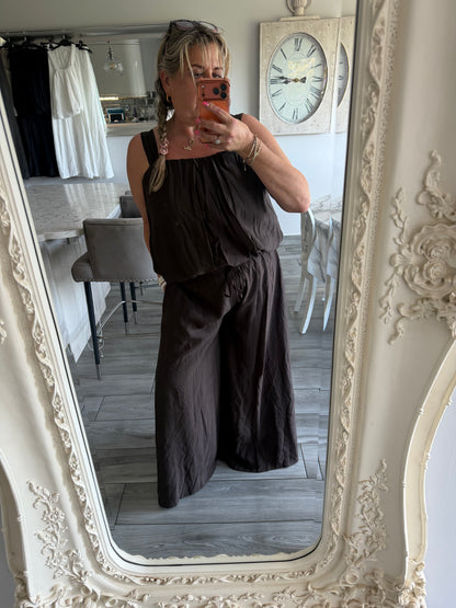 Sydney wide leg 2 piece set bubble vest top