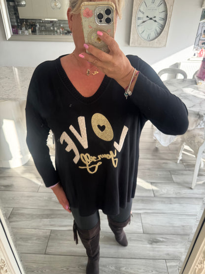 Sharon super soft lightweight jumper/top with slogan love yourself