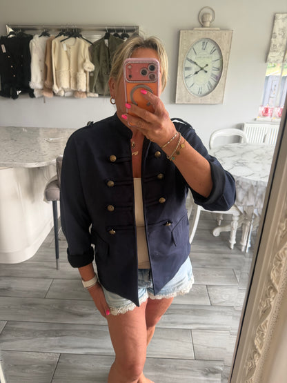 Flo suedette military style lightweight open jacket