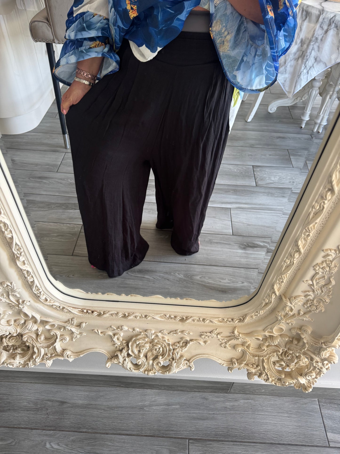 Sydney wide leg floaty Elasticated wide waistband trousers