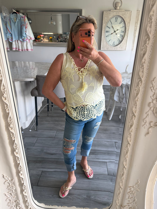 Nina 100% cotton vest pretty top