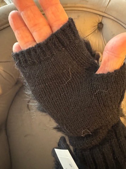 Pixie faux fur fingerless gloves with knitted cuff