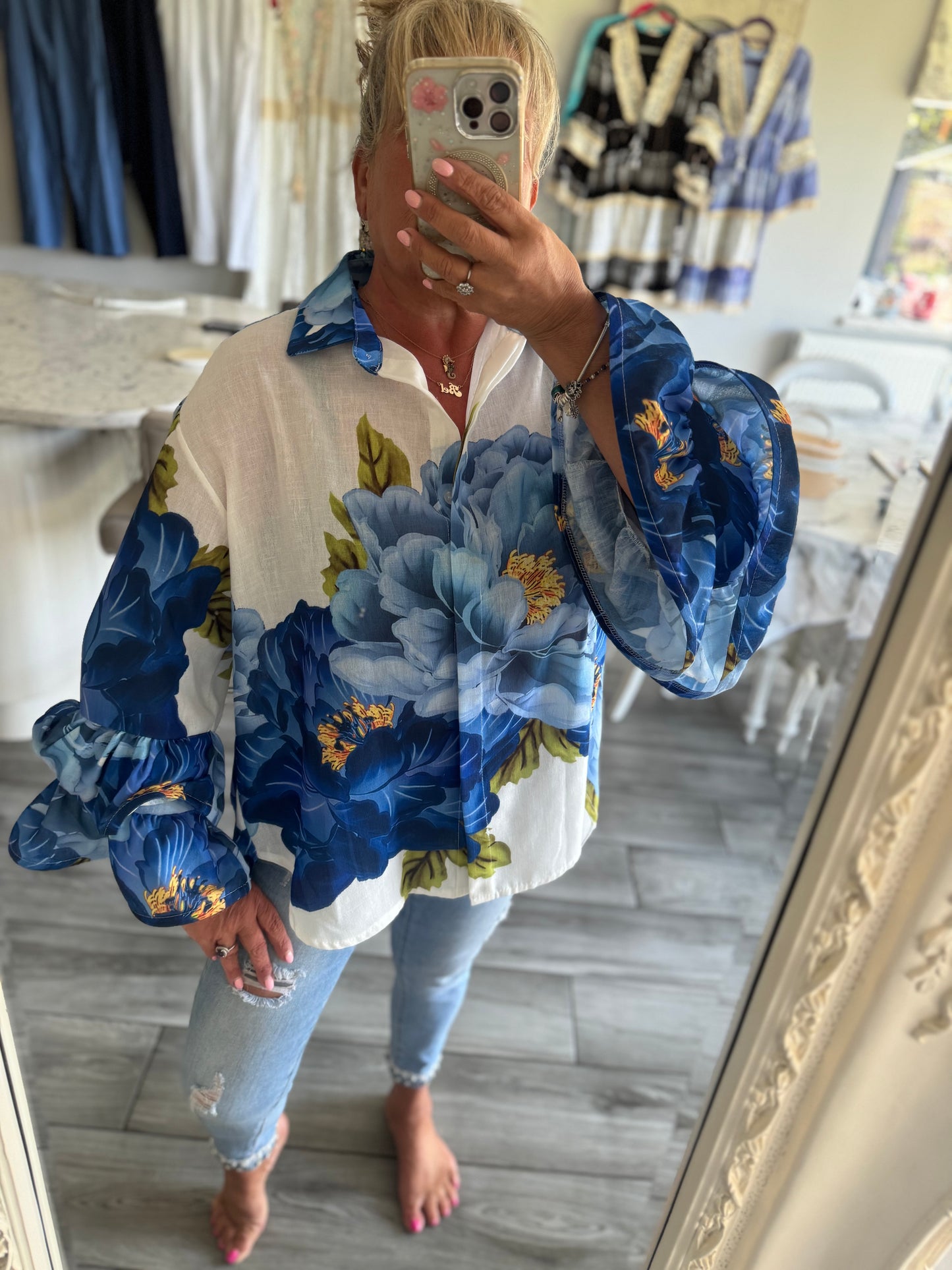 Kirsty frill sleeve oversize shirt