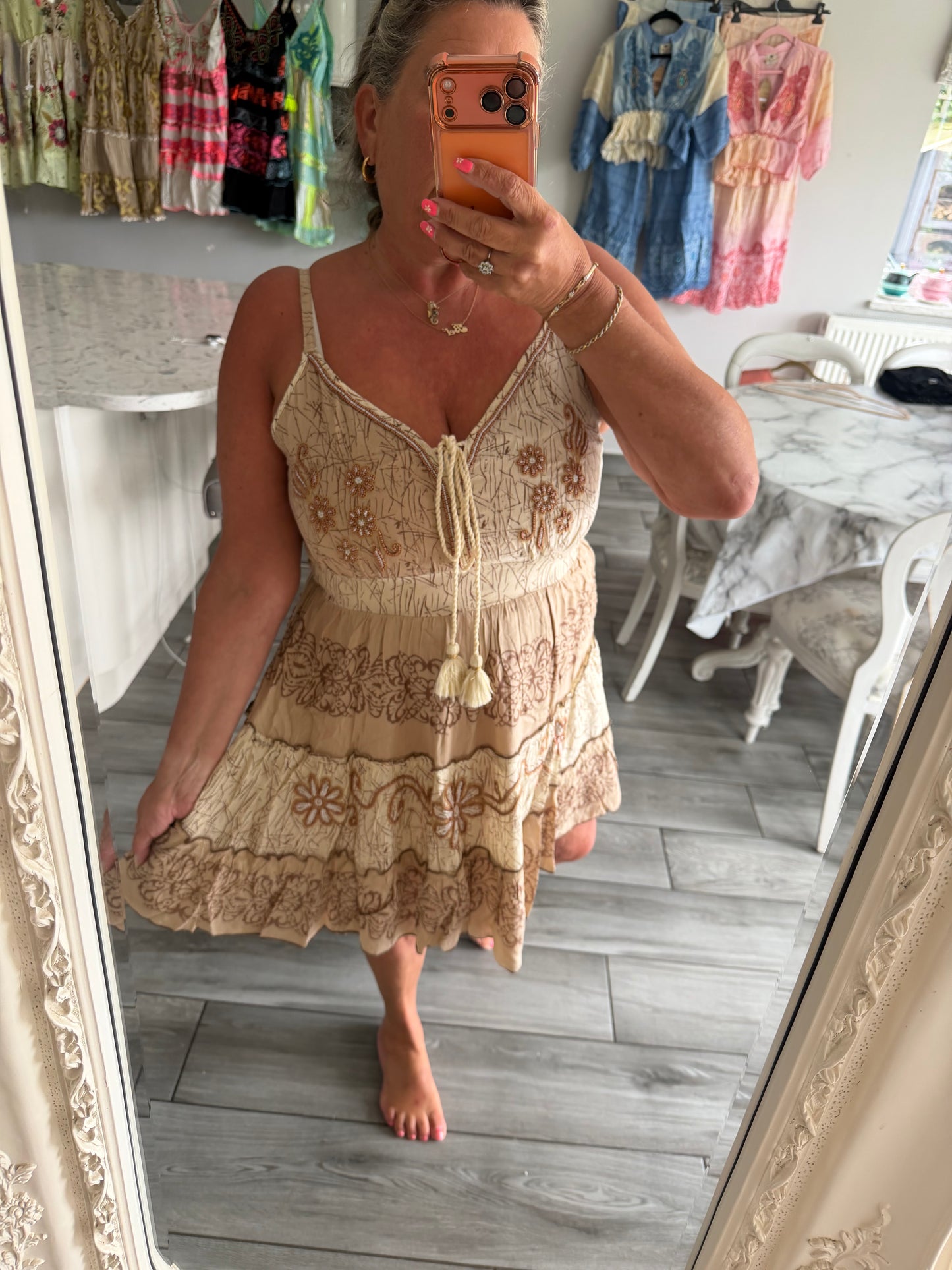 Violets strappy dress with pretty embellished details