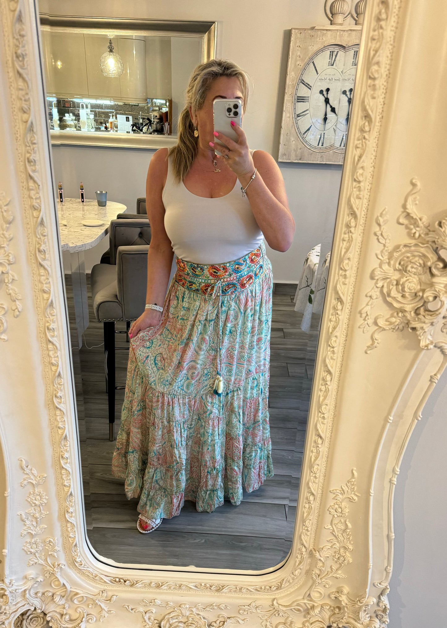 Belli Silk Boho Maxi Silk Skirt