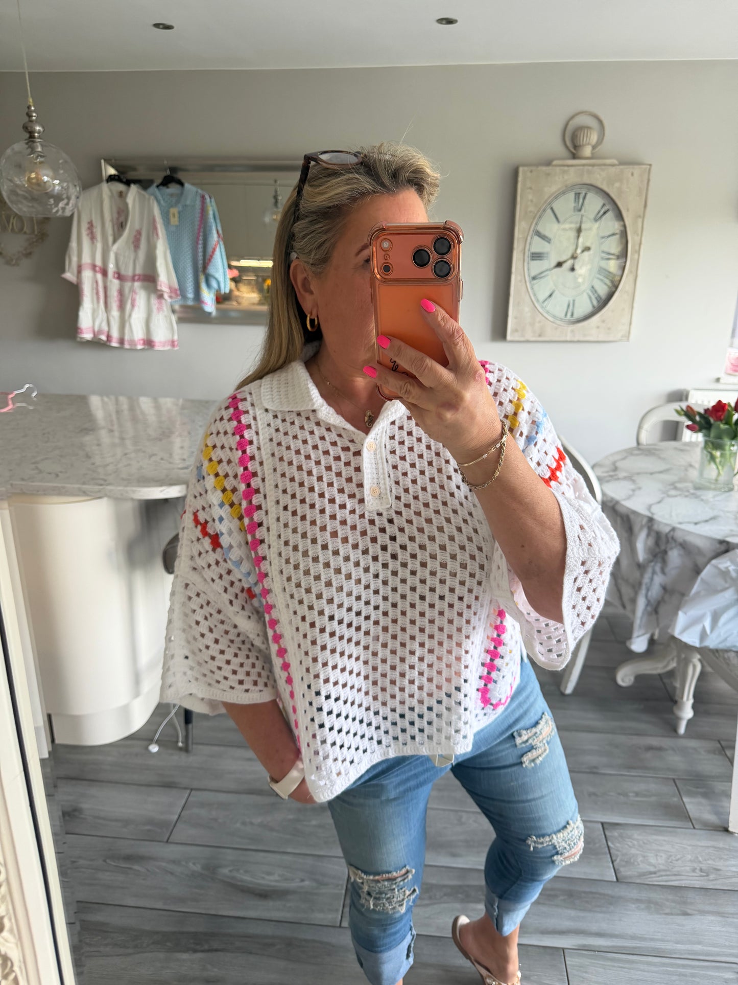 Sue crochet top with collar