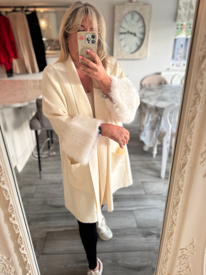 Molly cardigan with faux fur cuffs