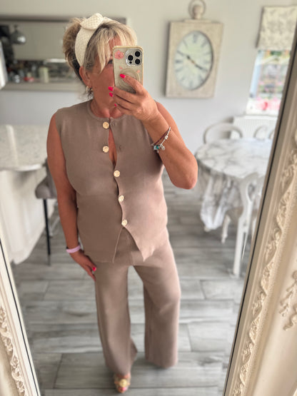 Evelyn waistcoat wide leg trouser set
