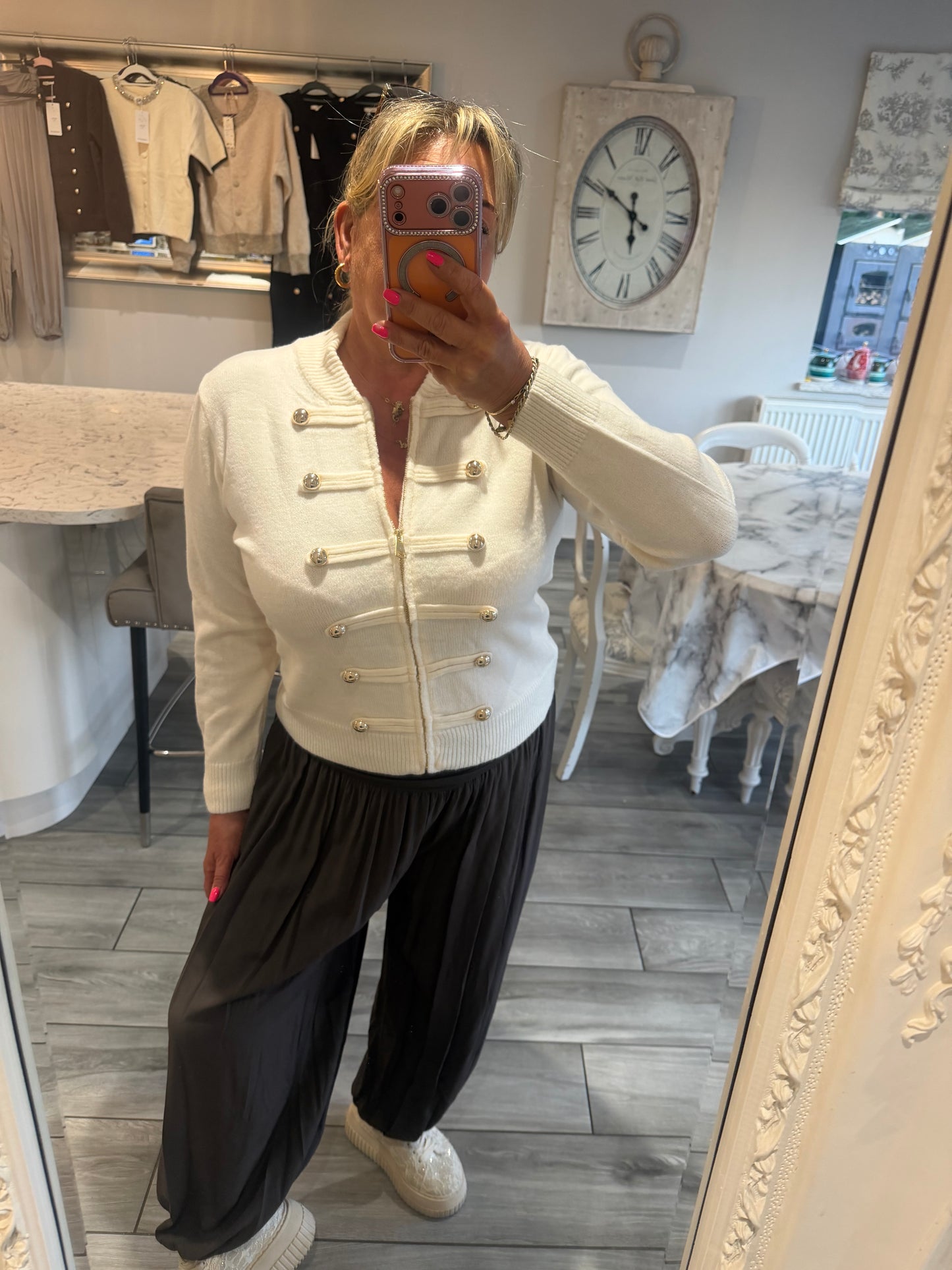 Tina military style zip cardigan/jumper