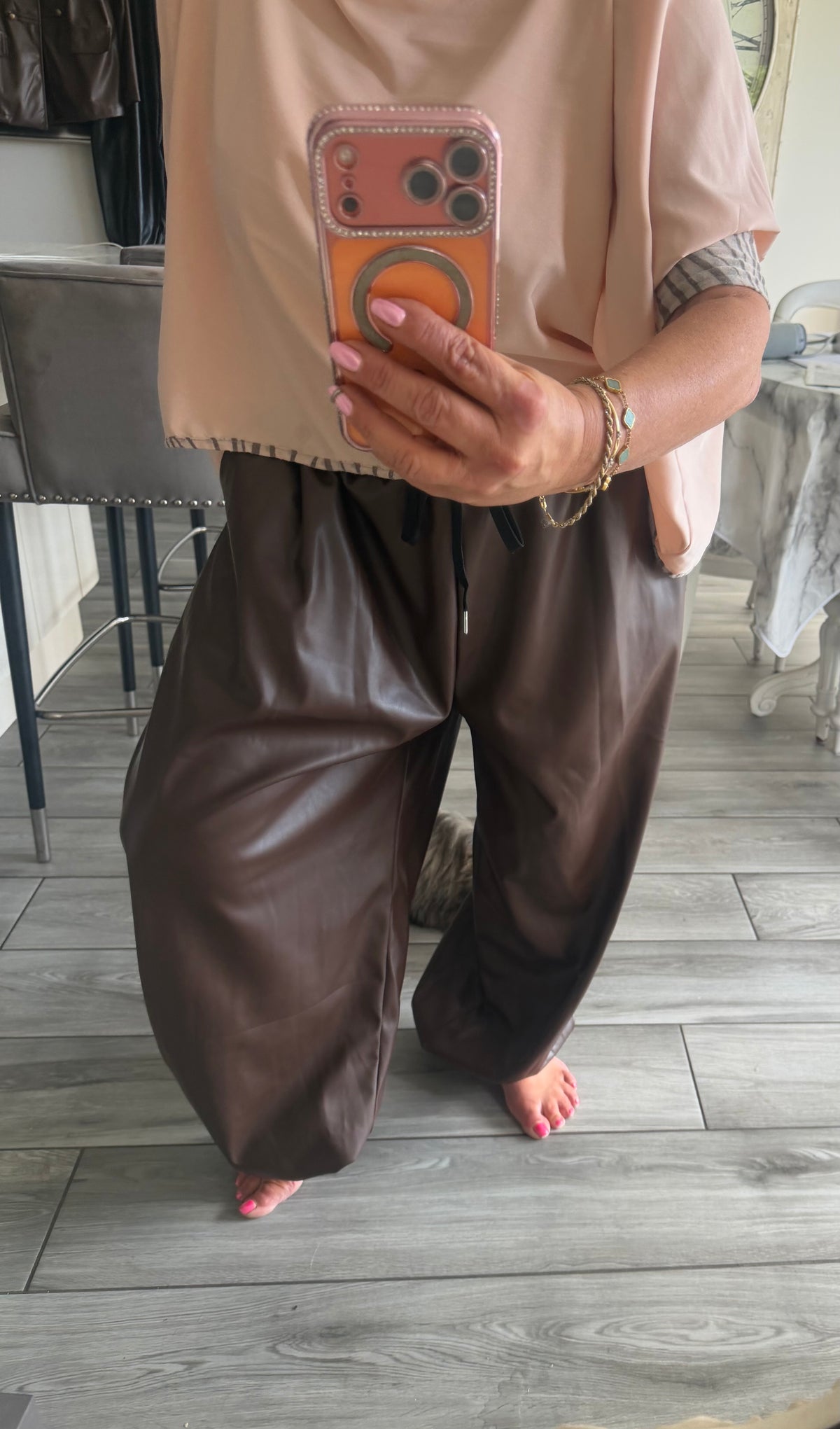 Harley oversize faux leather joggers