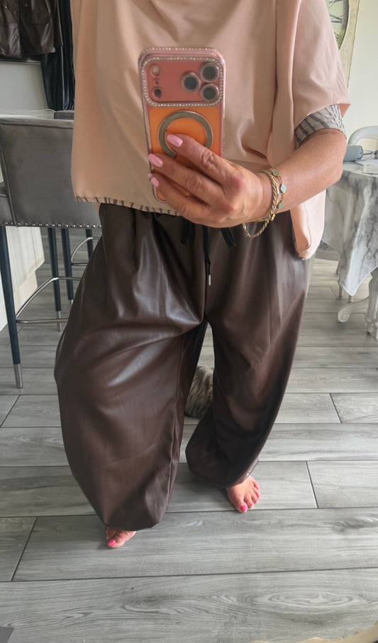 Harley oversize faux leather joggers