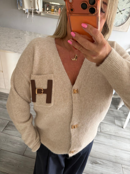 Tina H buckle detail cardigan with popper closure