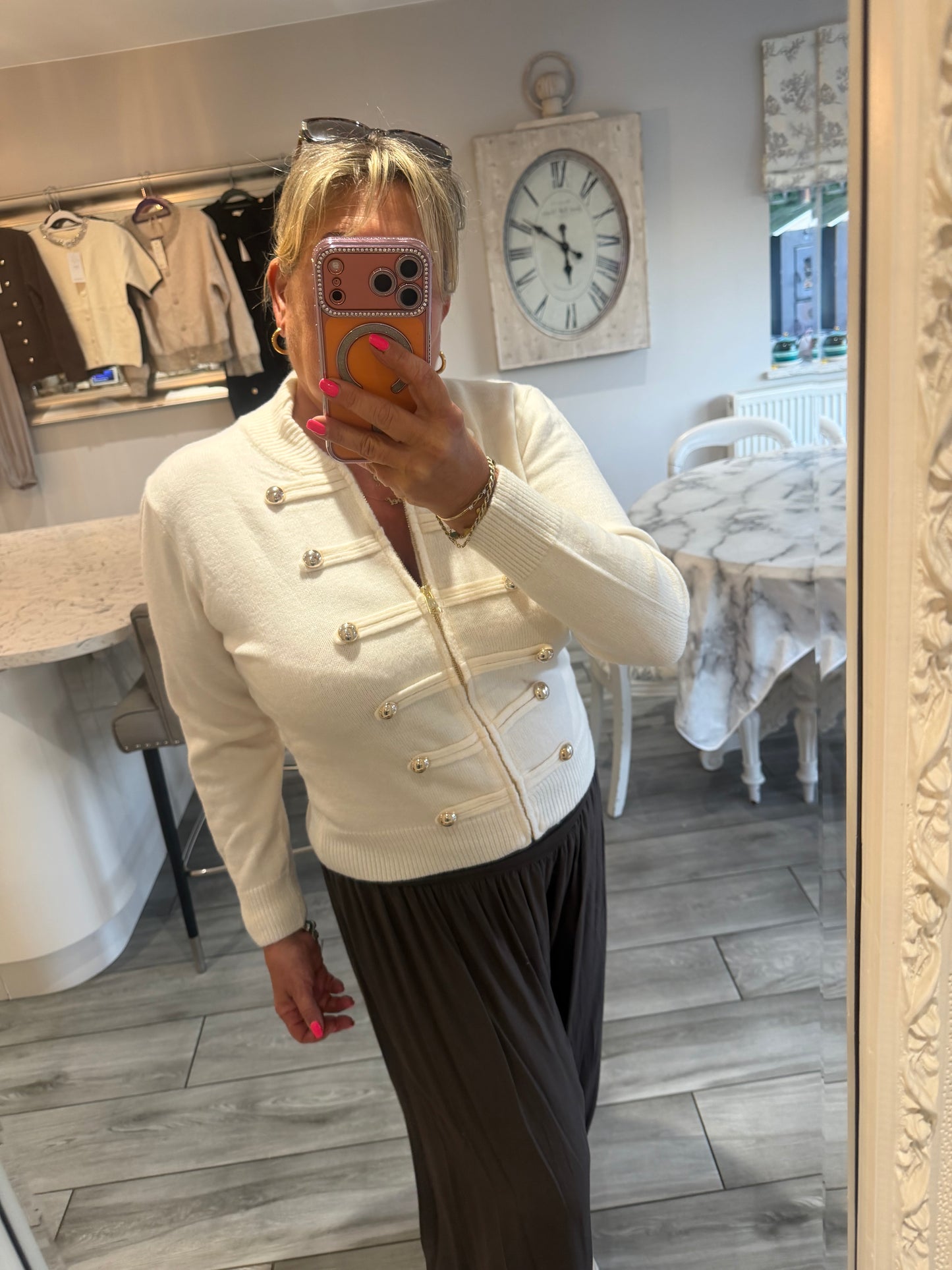 Tina military style zip cardigan/jumper