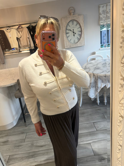 Tina military style zip cardigan/jumper