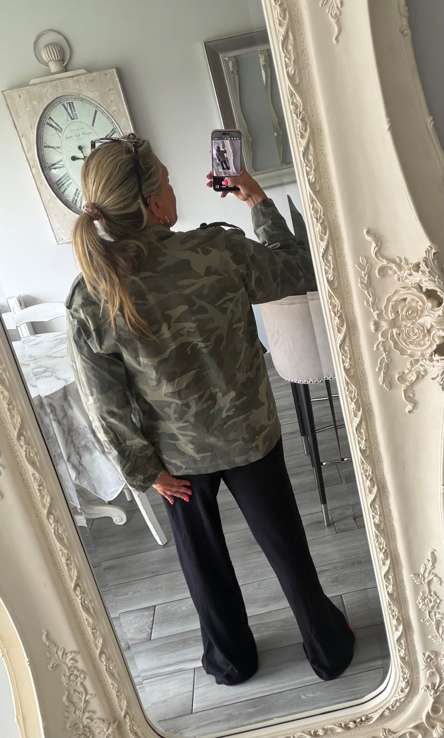 Maggie camo military style open jacket