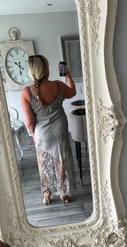 Keely satin lace dress