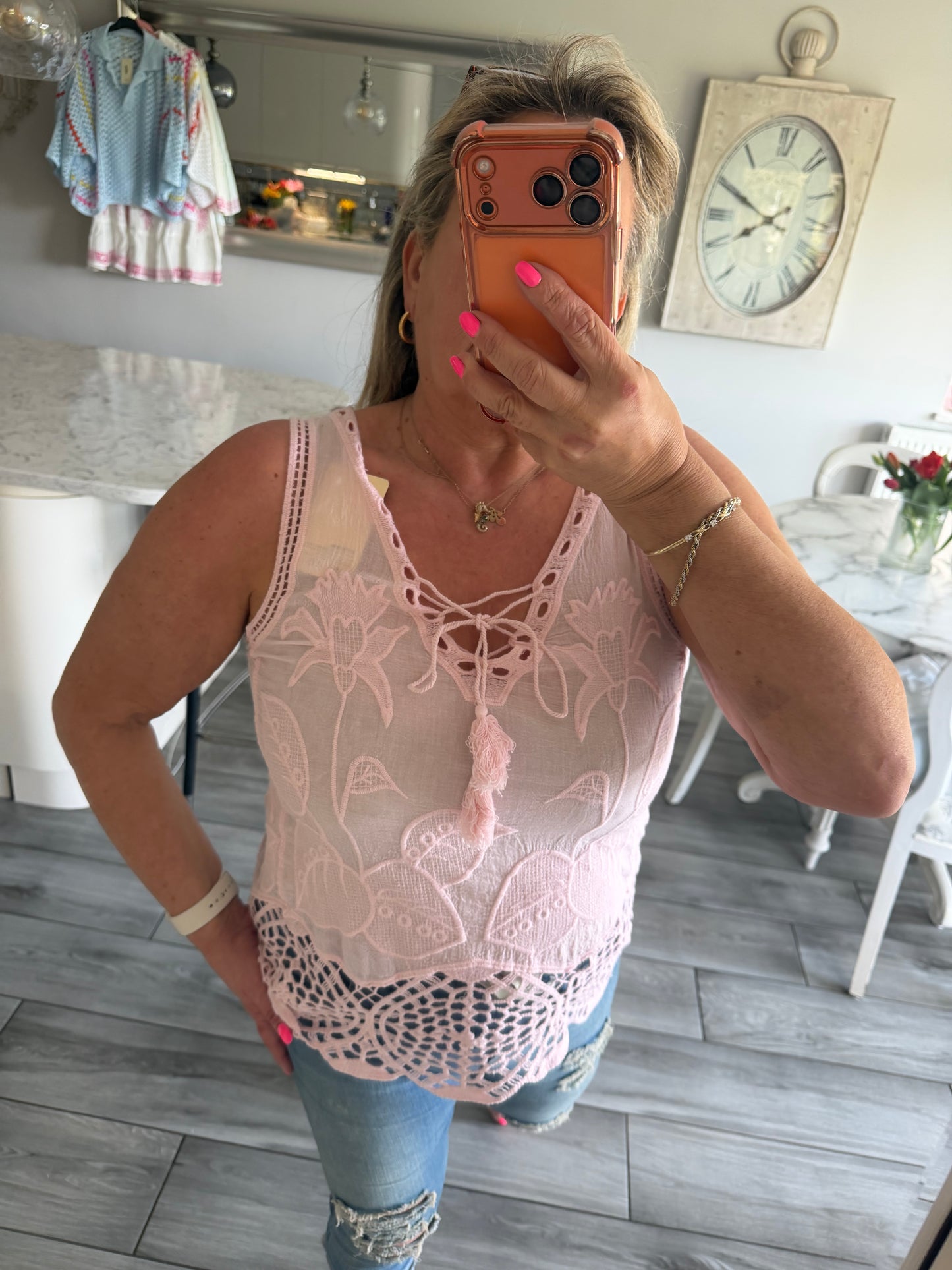 Nina 100% cotton vest pretty top