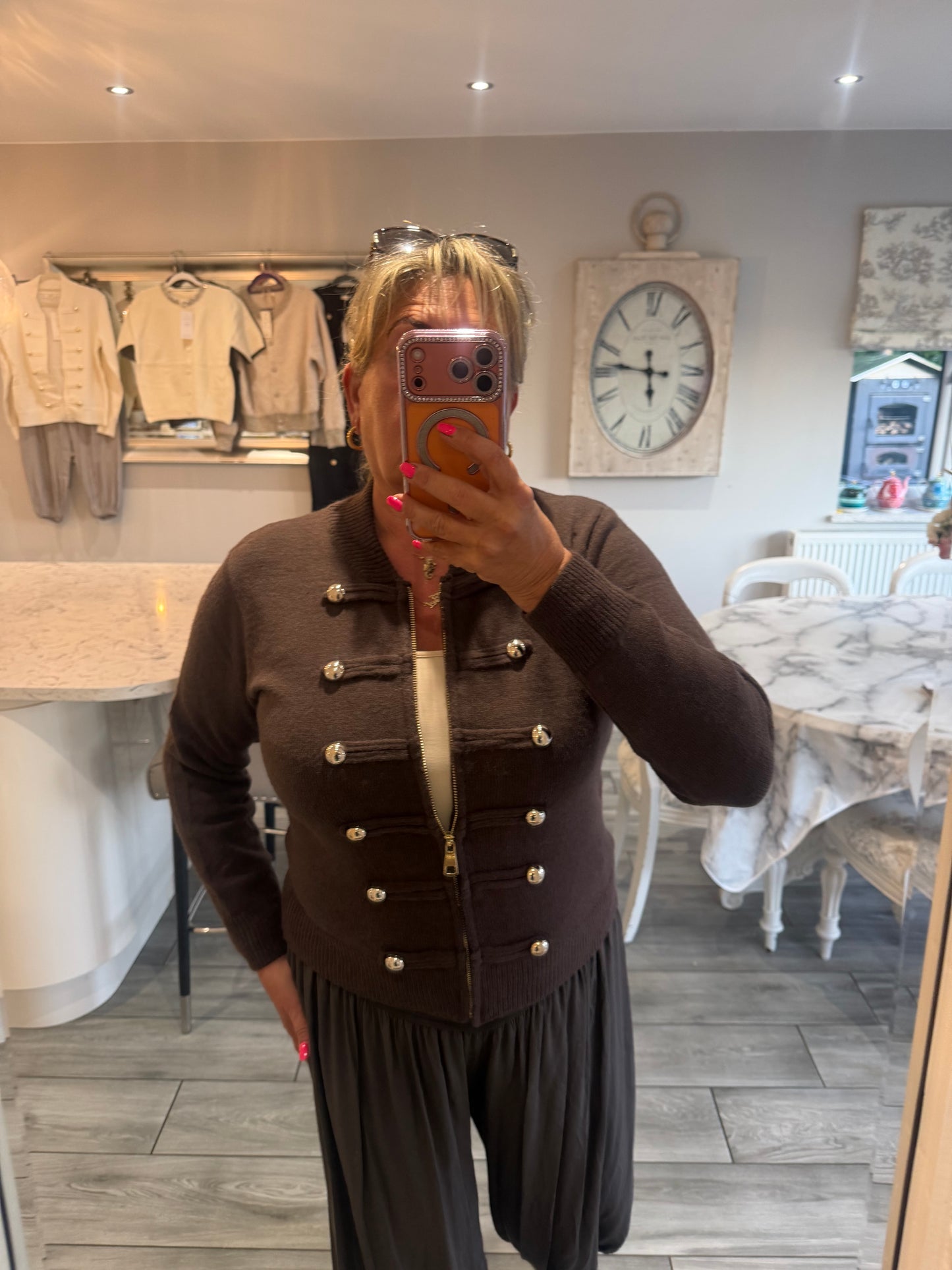Tina military style zip cardigan/jumper